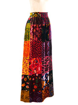 Patchwork Velvet Maxi Skirt Bottom arcadeshops.com