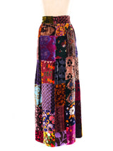 Patchwork Velvet Maxi Skirt Bottom arcadeshops.com