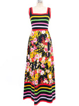 Rainbow Striped Floral Tank Dress Dress arcadeshops.com