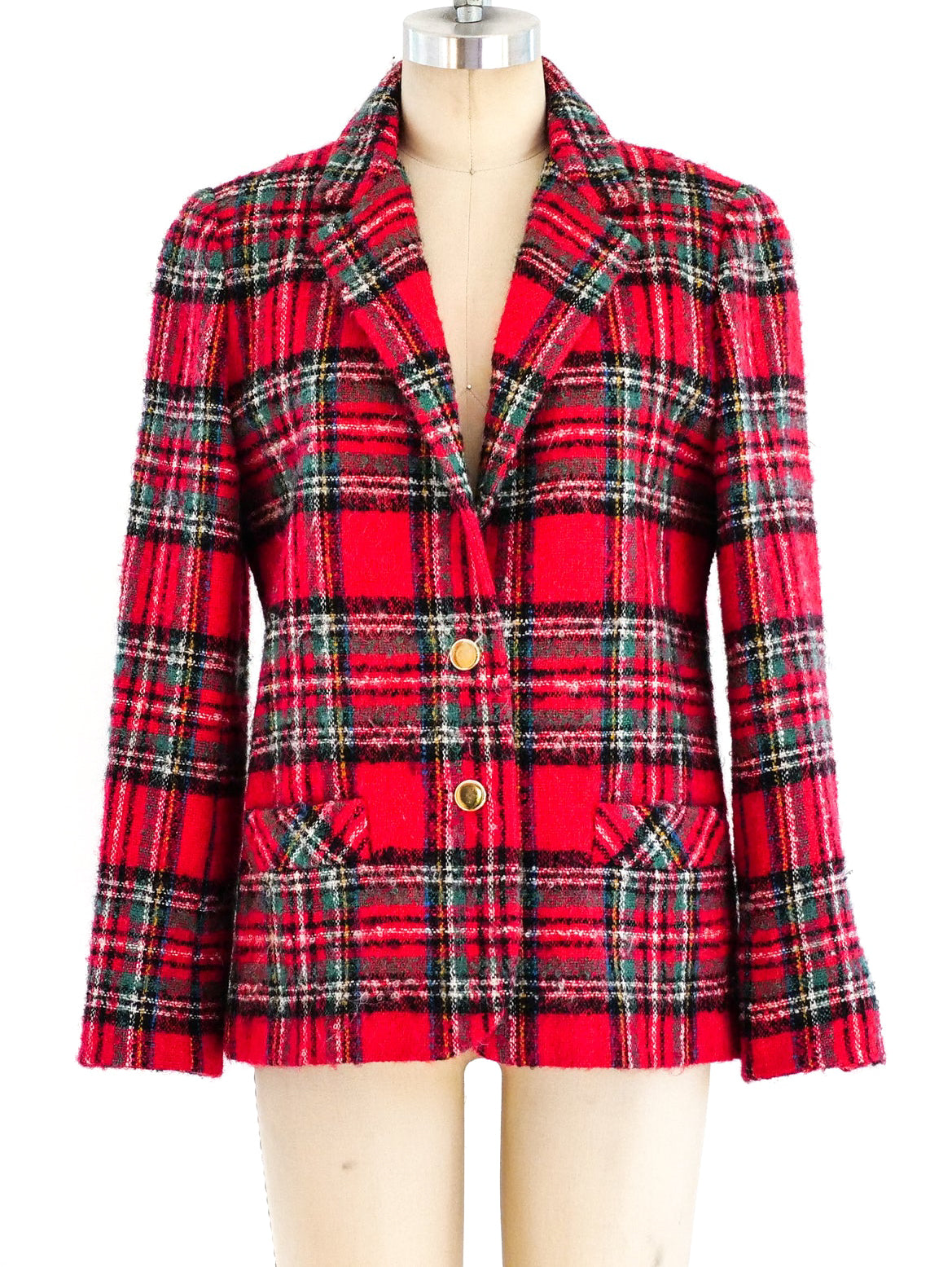 Red Plaid Tweed Jacket