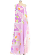 Rizkallah Watercolor Painted One Shoulder Gown Dress arcadeshops.com