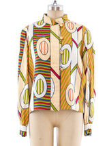 Teal Traina Optical Print Blouse Top arcadeshops.com