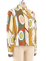 Teal Traina Optical Print Blouse Top arcadeshops.com