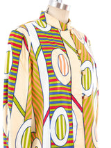 Teal Traina Optical Print Blouse Top arcadeshops.com