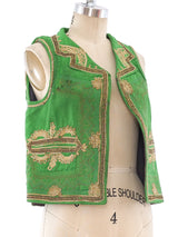 Green Embroidered Vest Jacket arcadeshops.com