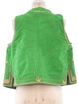Green Embroidered Vest Jacket arcadeshops.com