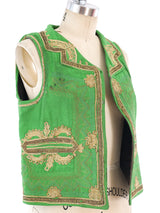 Green Embroidered Vest Jacket arcadeshops.com