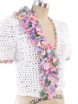 Ribbon Knit Short Sleeve Cardigan Top arcadeshops.com