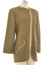 Geoffrey Beene Olive Zip Front Jacket Jacket arcadeshops.com