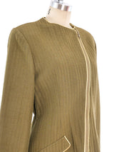 Geoffrey Beene Olive Zip Front Jacket Jacket arcadeshops.com