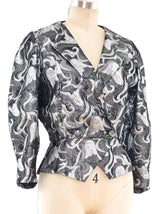 Silver Lame Floral Jacket Jacket arcadeshops.com
