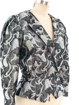 Silver Lame Floral Jacket Jacket arcadeshops.com