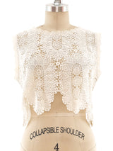 Natural Crochet Cropped Tank Top Top arcadeshops.com