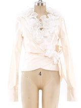 Ivory Taffeta Wrap Top with Ruffle Top arcadeshops.com
