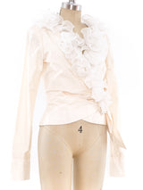 Ivory Taffeta Wrap Top with Ruffle Top arcadeshops.com