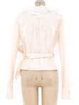 Ivory Taffeta Wrap Top with Ruffle Top arcadeshops.com
