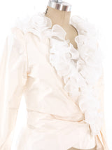 Ivory Taffeta Wrap Top with Ruffle Top arcadeshops.com