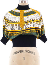 Calendar Print Silk Top with Knit Trim Top arcadeshops.com