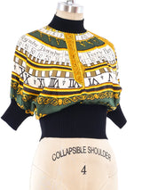 Calendar Print Silk Top with Knit Trim Top arcadeshops.com