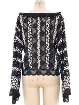 Koos Van Den Akker Silk Floral and Lace Peasant Blouse Top arcadeshops.com