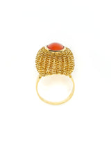 18K Coral and Basketweave Cocktail Ring Fine Jewelry arcadeshops.com