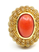 18K Coral and Basketweave Cocktail Ring Fine Jewelry arcadeshops.com