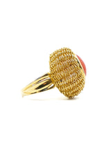 18K Coral and Basketweave Cocktail Ring Fine Jewelry arcadeshops.com