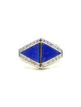 14K Lapis and Diamond Geometric Ring Fine Jewelry arcadeshops.com