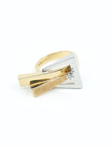 14K Yellow and White Gold Modernist Style Ring Fine Jewelry arcadeshops.com