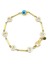 14k Heart Link Evil Eye Bracelet Fine Jewelry arcadeshops.com