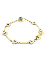 14k Heart Link Evil Eye Bracelet Fine Jewelry arcadeshops.com