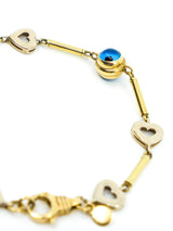 14k Heart Link Evil Eye Bracelet Fine Jewelry arcadeshops.com