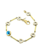 14k Heart Link Evil Eye Bracelet Fine Jewelry arcadeshops.com