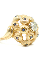 14K Bezel Set Diamond and Sapphire Cocktail Ring Fine Jewelry arcadeshops.com