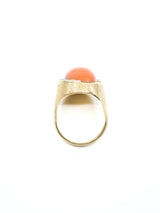 14K Mid Century Modern Coral and Diamond Cocktail Ring Fine Jewelry arcadeshops.com