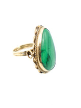 14K Large Teardrop Shaped Malachite Ring Fine Jewelry arcadeshops.com