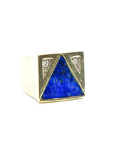 14K Gold Lapis and Diamond Geometric Ring Fine Jewelry arcadeshops.com