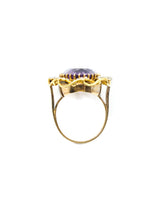 14K Vintage Amethyst and Pearl Accented Cocktail Ring Fine Jewelry arcadeshops.com