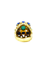 18K Lapis and Turquoise Cocktail Ring Fine Jewelry arcadeshops.com