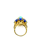 18K Lapis and Turquoise Cocktail Ring Fine Jewelry arcadeshops.com