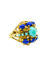 18K Lapis and Turquoise Cocktail Ring Fine Jewelry arcadeshops.com