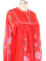 Red Floral Gauze Indian Dress Dress arcadeshops.com