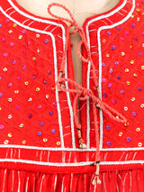 Red Floral Gauze Indian Dress Dress arcadeshops.com