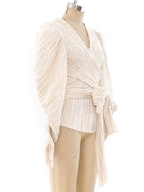 Ivory Plisse Pleated Wrap Top Top arcadeshops.com