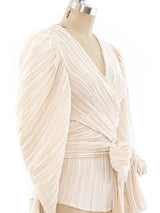 Ivory Plisse Pleated Wrap Top Top arcadeshops.com