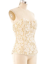 Ivory Pearl Beaded Bustier Top arcadeshops.com