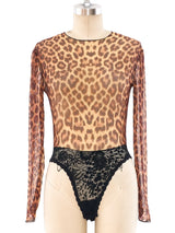 Guy Laroche Leopard Printed Mesh Bodysuit Suit arcadeshops.com