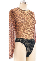 Guy Laroche Leopard Printed Mesh Bodysuit Suit arcadeshops.com