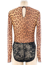 Guy Laroche Leopard Printed Mesh Bodysuit Suit arcadeshops.com