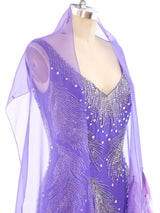 Rubin Panis Feathered Chiffon Tank Gown Dress arcadeshops.com